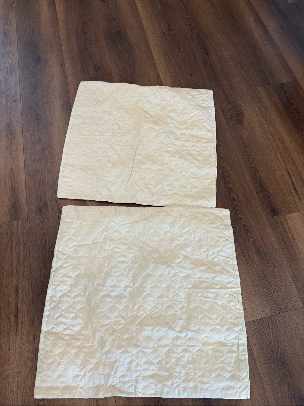 Cream Quilted Decorative Pillow Shams - Set of 2